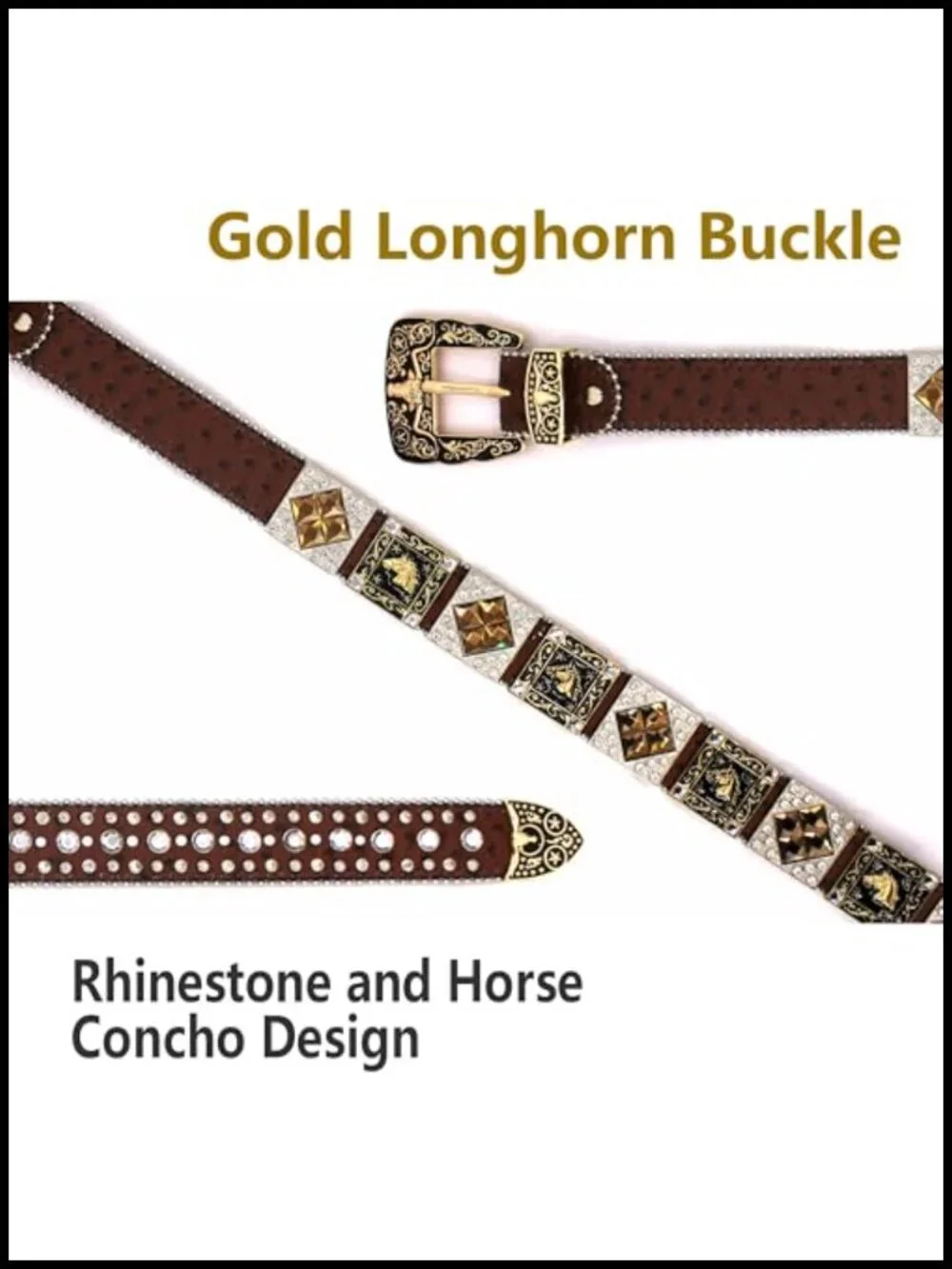Genuine Leather Rhinestone Crystal Stud Western Belt